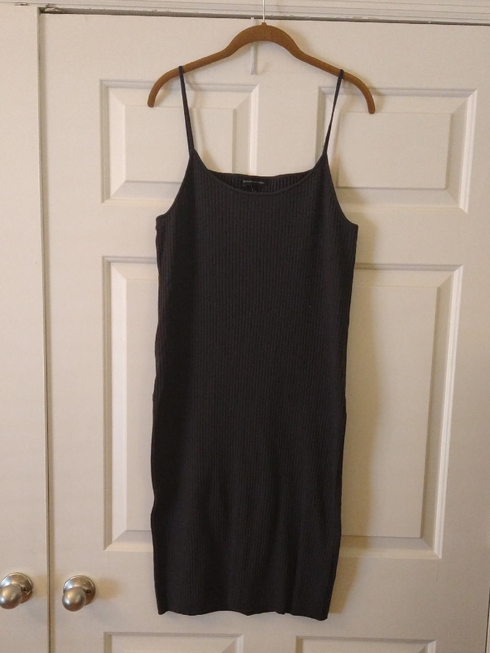 Banana Republic Charcoal GrayRibbed Spaghetti Strap Midi Dress